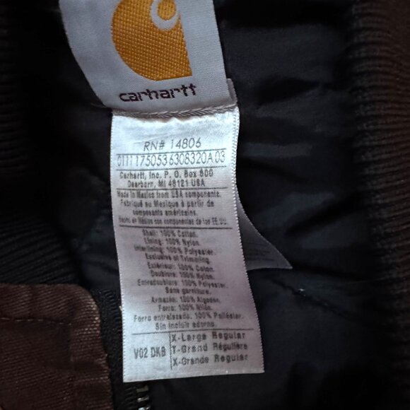 Carhartt V02 DKB Brown Duck Quilted Lined Work Vest Men’s XL Regular - Picture 4 of 6
